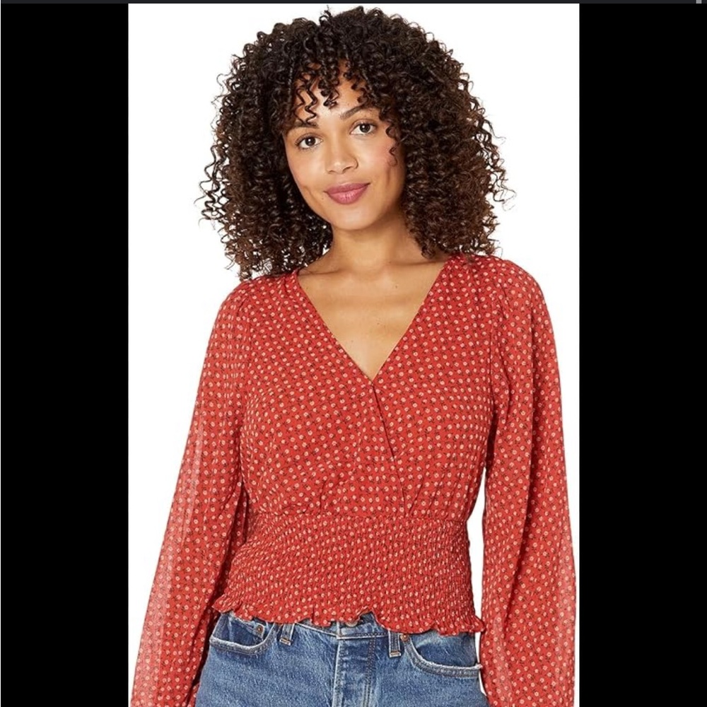 Madewell Julianne smocked-waist top